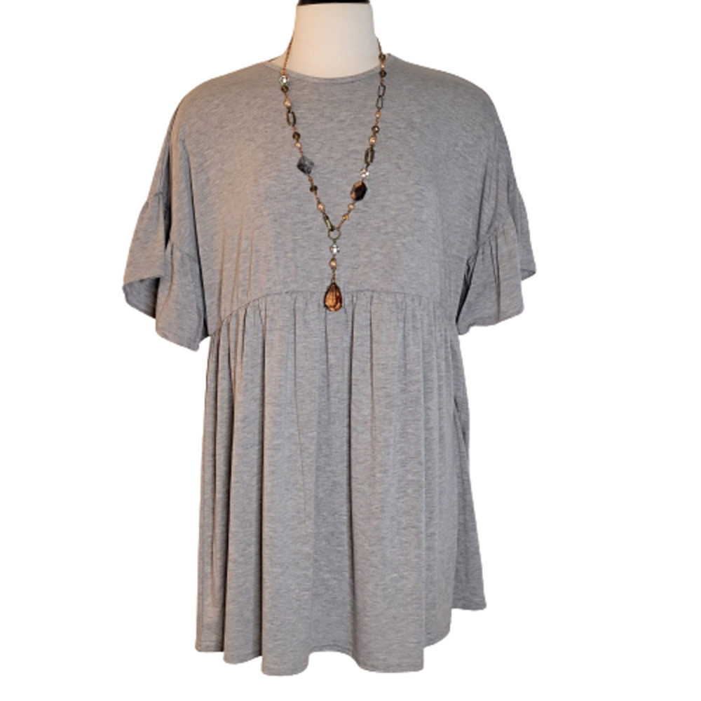 Missguided Maternity Frill Sleeve Smock Dress Grey, Jersey , Size 6, NWT